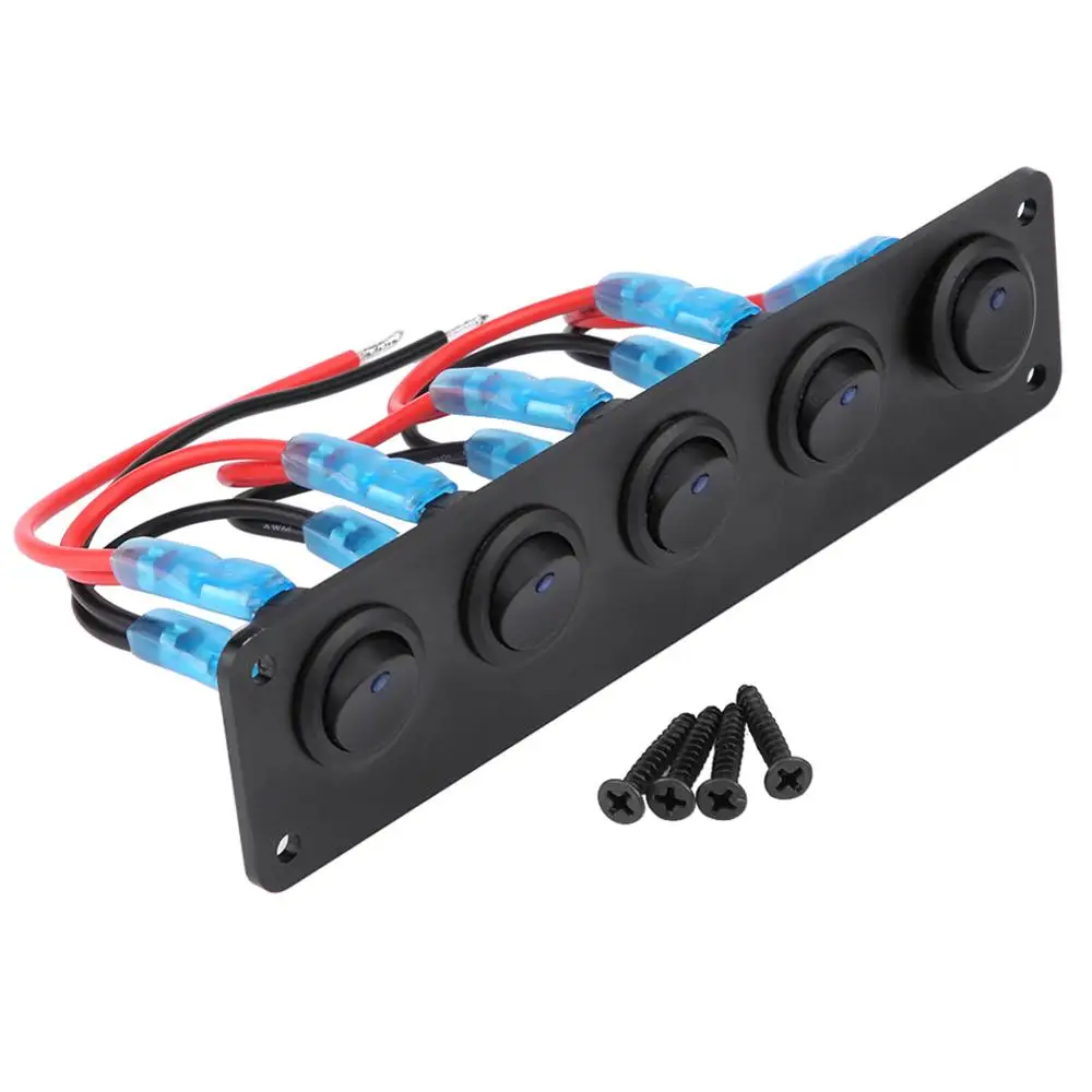 12-24V 5 Gang Round Dash Rocker Toggle Switch Panel Blue LED for RV Boat Yacht Marine
12-24V 5 Gang Round Dash Rocker Toggle Switch Panel Blue LED for RV Boat Yacht Marine