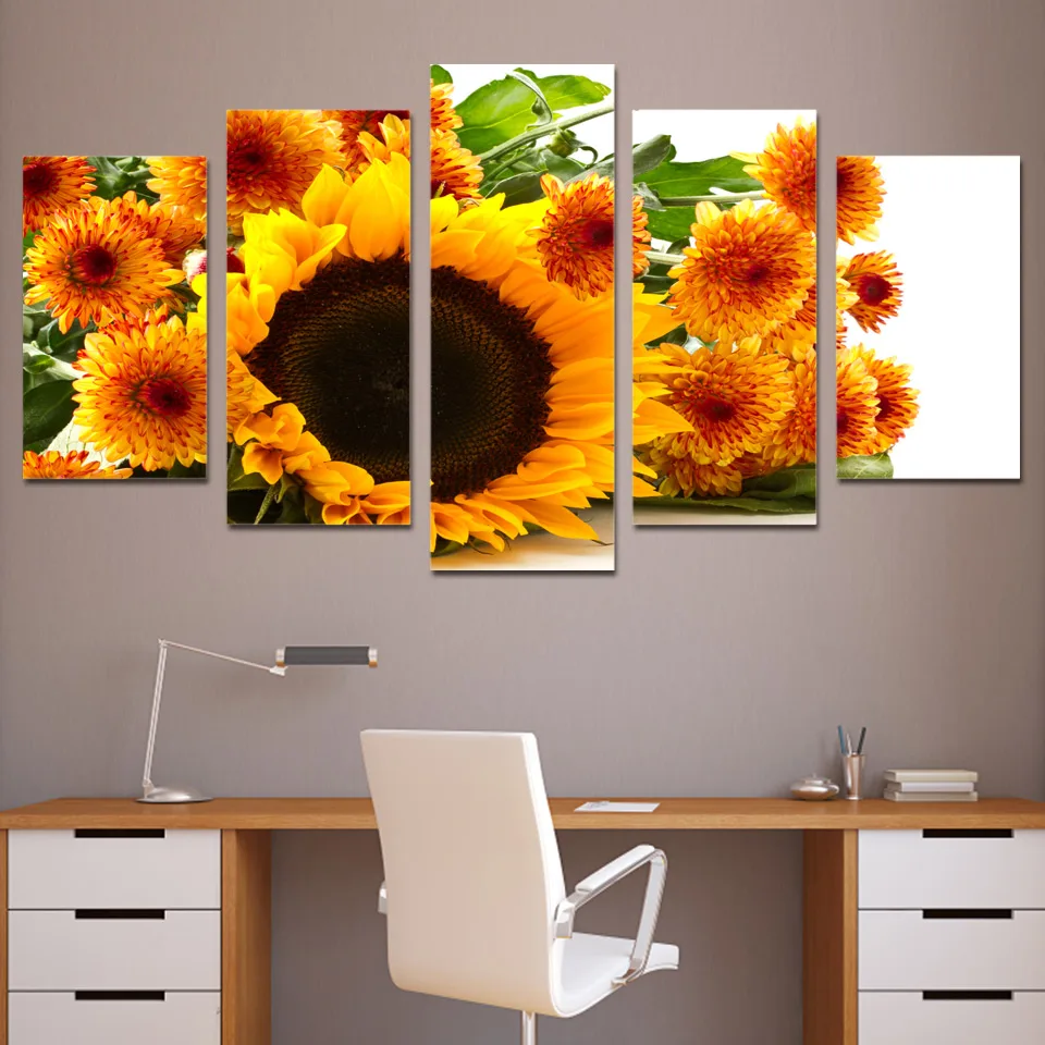 Modern HD Printed Painting Flowers Canvas Home Decor 5 Panel Yellow Sunflower Landscape Poster Frame Modular Wall Picture PENGDA
Modern HD Printed Painting Flowers Canvas Home Decor 5 Panel Yellow Sunflower Landscape Poster Frame Modular Wall Picture PENGDA