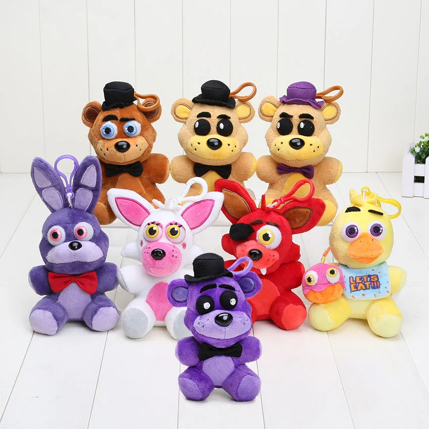 14cm 8pcs/lot Five Nights At Freddy FNAF plush toys Freddy Fazbear Mangle Chica Bonnie foxy Toys Plush Pendants Keychains Dolls
14cm 8pcs/lot Five Nights At Freddy FNAF plush toys Freddy Fazbear Mangle Chica Bonnie foxy Toys Plush Pendants Keychains Dolls