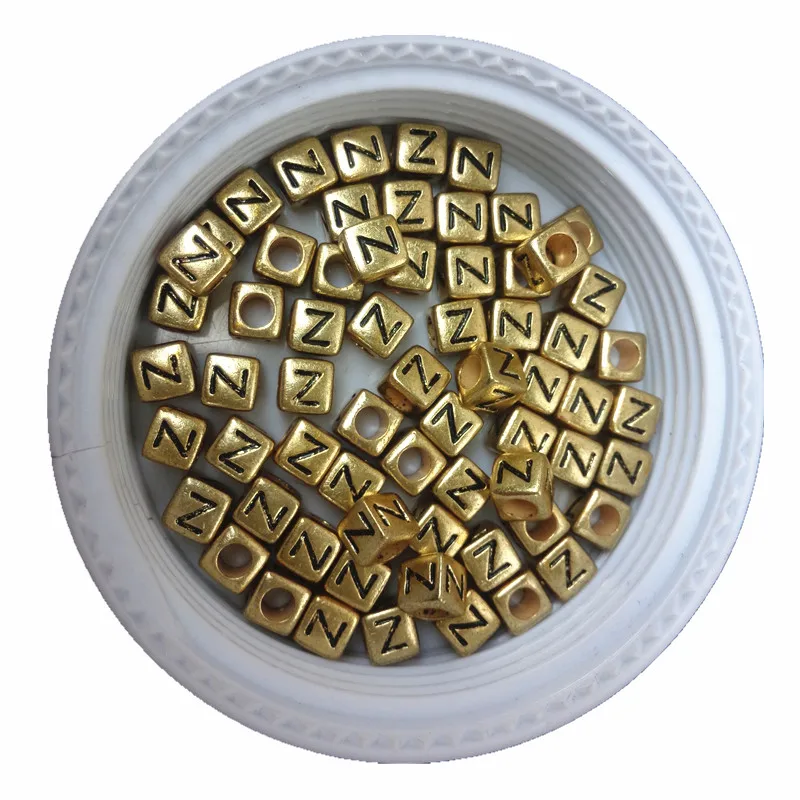 

6*6MM 2600PCS Cube Acrylic Letter Beads Black Single Alphabet Z Printing Square Big Hole DIY Bracelet Spacer Beads