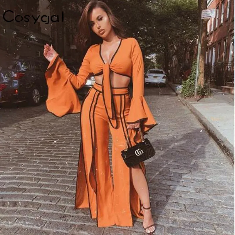 Cosygal Sexy 2 Piece Set Women Two Piece Outfits Flare Sleeve Crop Top And Pants Set Flare Autumn Winter Female Suits Feminino
Cosygal Sexy 2 Piece Set Women Two Piece Outfits Flare Sleeve Crop Top And Pants Set Flare Autumn Winter Female Suits Feminino