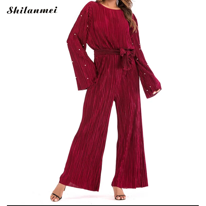 Muslim Jumpsuit Long Sleeve Pleated Pearl Islamic Clothing Elegant Jumpsuits Kaftan Long Playsuit Ladies Black Red Overalls
Muslim Jumpsuit Long Sleeve Pleated Pearl Islamic Clothing Elegant Jumpsuits Kaftan Long Playsuit Ladies Black Red Overalls