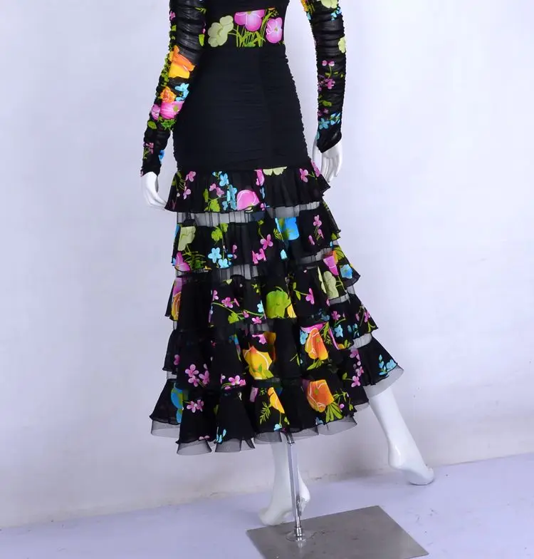 Для танцев, современных танцев, пятислойная прострочка, с вырезами в виде листьев лотоса, с открытыми лапами, большая просторная сумка, Современная юбка на бедрах, S14001 
Для танцев, современных танцев, пятислойная прострочка, с вырезами в виде листьев лотоса, с открытыми лапами, большая просторная сумка, Современная юбка на бедрах, S14001