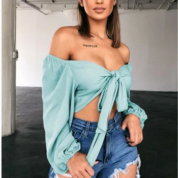 Summer Women Fashion Lace Up Blouse Ladies Sexy Off Shoulder Solid Tops Frauen's Solid Casual Blouse Long Sleeve Short Top Shirt
Summer Women Fashion Lace Up Blouse Ladies Sexy Off Shoulder Solid Tops Frauen's Solid Casual Blouse Long Sleeve Short Top Shirt