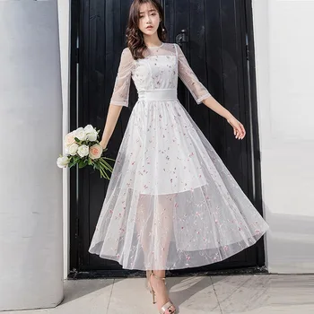 2019 Free shipping New arrival female girl mesh embroidery long dress beautiful elegant party dress longos vestidos half sleeves
2019 Free shipping New arrival female girl mesh embroidery long dress beautiful elegant party dress longos vestidos half sleeves