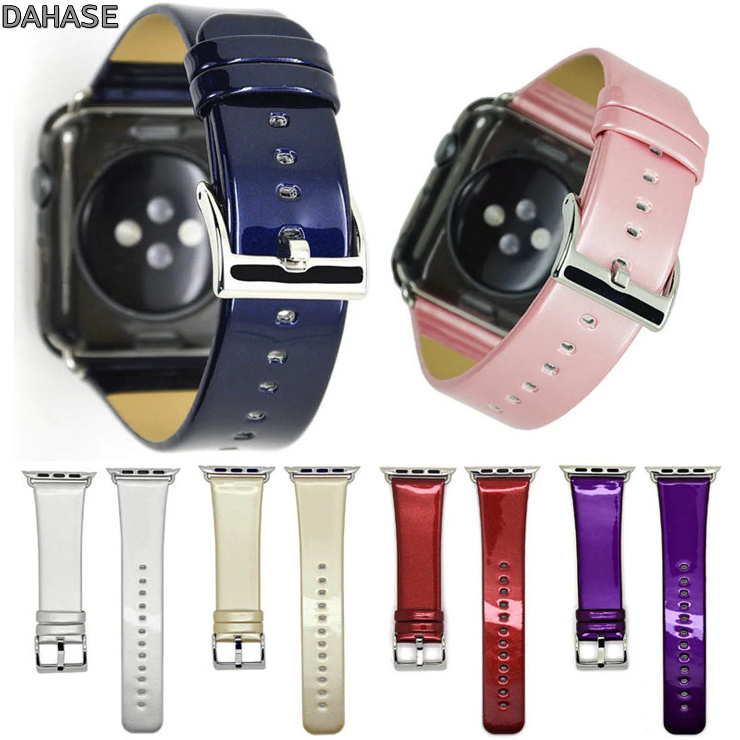 DAHASE блестящий кожаный ремешок для Apple Watch iWatch 42 мм 38 серия 1/2/3 часов | Наручные часы