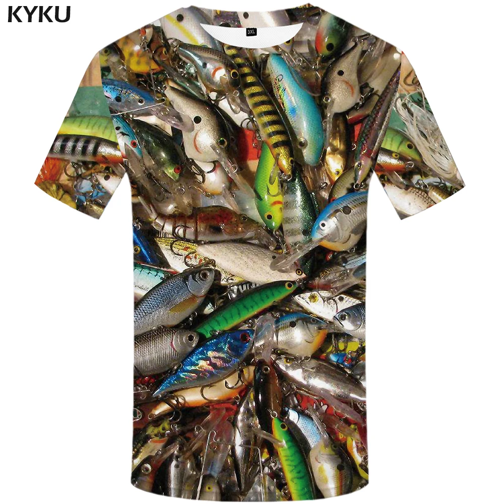 Мужская футболка с 3D принтом KYKU летняя тропическим рыбака лето 2019|Футболки| |