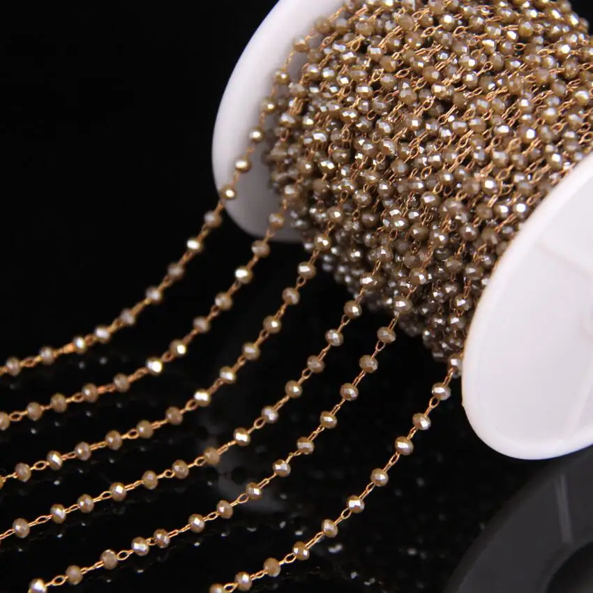 2x3mm Dark Champagne Glass Deep Crystal Faceted Rondelle Link Brass Wire Wrapped Chain,DIY Rosary Chain Necklace Jewelry Crafts
2x3mm Dark Champagne Glass Deep Crystal Faceted Rondelle Link Brass Wire Wrapped Chain,DIY Rosary Chain Necklace Jewelry Crafts