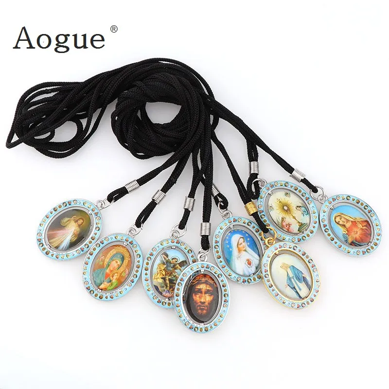 Religious Catholic Orthodox Oval Spinning Pendant Necklace Duplex Enamel Alloy Pendant rosaries necklace with 70cm Black Rope
Religious Catholic Orthodox Oval Spinning Pendant Necklace Duplex Enamel Alloy Pendant rosaries necklace with 70cm Black Rope