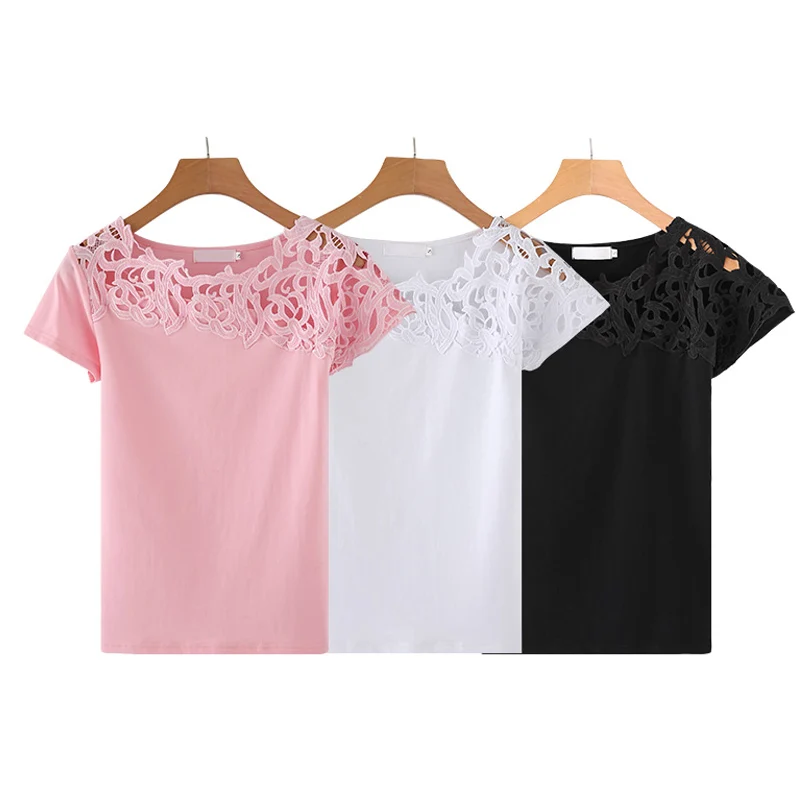 Casual lace patchwork t shirt for women short sleeve sexy t-shirt women summer 2018 femme t shirt women cotton plus size top
Casual lace patchwork t shirt for women short sleeve sexy t-shirt women summer 2018 femme t shirt women cotton plus size top