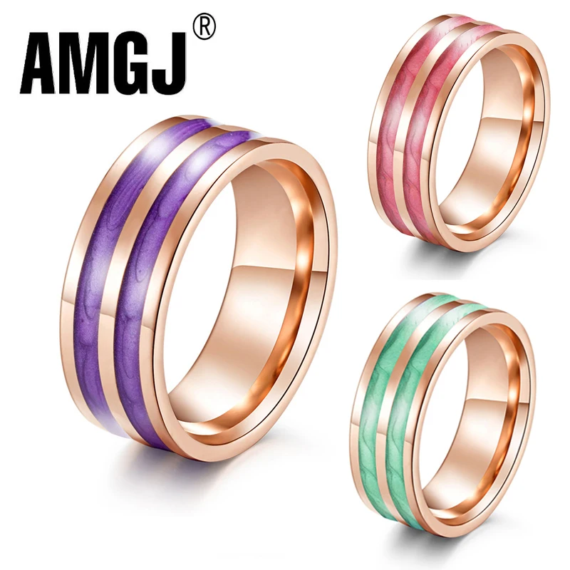 AMGJ New Stainless Steel Enamel Rings for Women Rose Gold Wedding Bang Ring Jewelry
AMGJ New Stainless Steel Enamel Rings for Women Rose Gold Wedding Bang Ring Jewelry