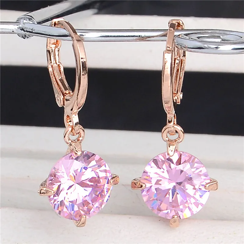 SHUANGR Pink CZ Crystal Gold Color Drop Earrings Fashion Rhinestone Ear Jewelry Women Accessories pendientes brincos
SHUANGR Pink CZ Crystal Gold Color Drop Earrings Fashion Rhinestone Ear Jewelry Women Accessories pendientes brincos