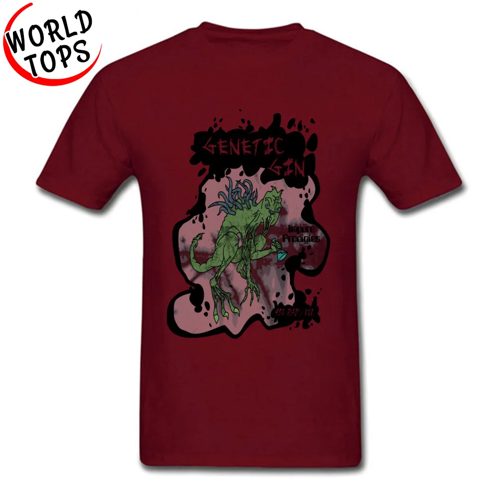 Genetic Gin Hip Hop Design Tops Shirts Round Collar NEW YEAR DAY All Cotton Short Sleeve T-shirts for Men Street Tees Genetic Gin maroon