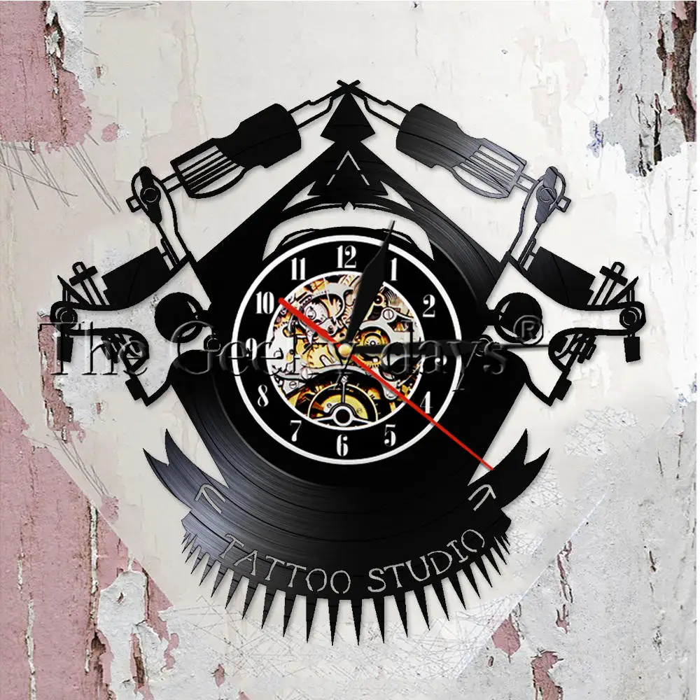 

Vintage Custom Tattoo Vinyl Record Wall Clock Custom Order Your design Your logo Your Image Personalized Tattoo Shop Vinyl Clock