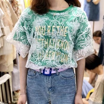 2018 New Summer Fashion Fake Two Piece Women's Tshirts Hollow Out Mesh Short Sleeve Female Pullovers Tops Loose Bottoming Tees
2018 New Summer Fashion Fake Two Piece Women's Tshirts Hollow Out Mesh Short Sleeve Female Pullovers Tops Loose Bottoming Tees