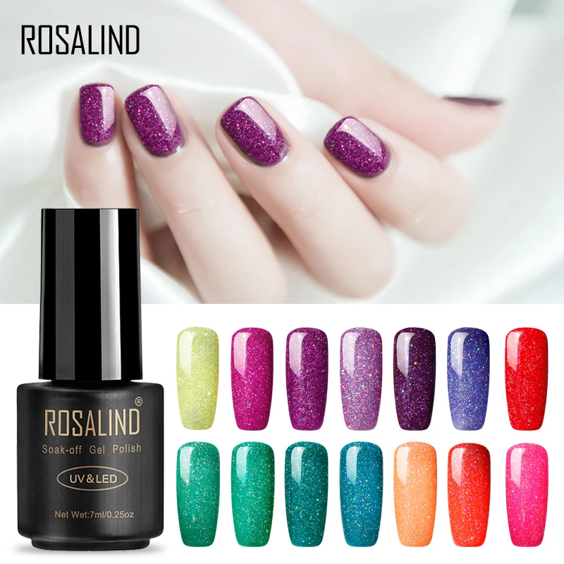 ROSALIND 7 мл Лак для ногтей Радужный мерцающий R01-29 УФ светодиодный маникюрный гель