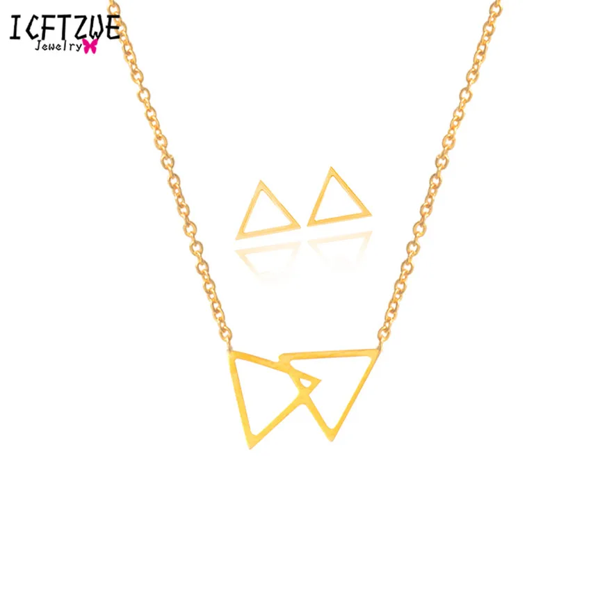 ICFTZWE Gold Jewelry Sets Brincos Geometric Triangle Necklace Stainless Steel Earring For Women Collares Mujer Choker Colar BFF
ICFTZWE Gold Jewelry Sets Brincos Geometric Triangle Necklace Stainless Steel Earring For Women Collares Mujer Choker Colar BFF