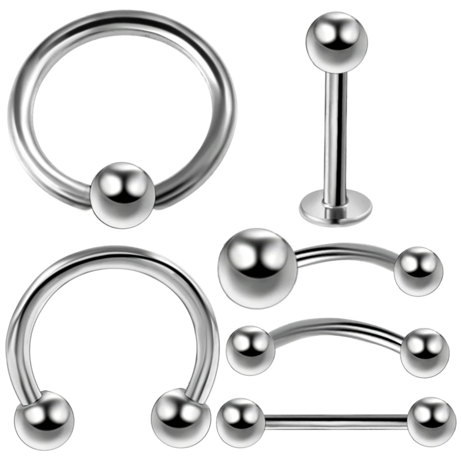 6pcs/lot Steel Silver Eyebrow Nose Horseshoe Navel Belly Rings Tongue Barbell CBR Piercing Ear Cartilage Tragus Unisex Jewelry
6pcs/lot Steel Silver Eyebrow Nose Horseshoe Navel Belly Rings Tongue Barbell CBR Piercing Ear Cartilage Tragus Unisex Jewelry