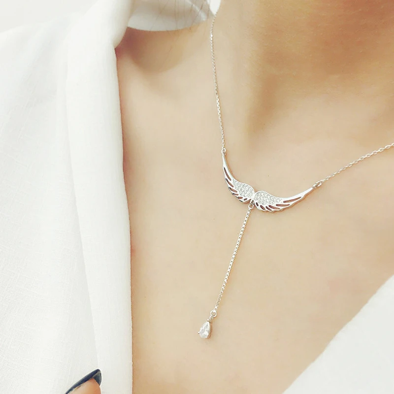 Hot Drop Shipping 925 Sterling Silver Necklaces Zircon Angel Wings Necklaces Jewelry Collar Colar de Plata Women Fashion Gifts
Hot Drop Shipping 925 Sterling Silver Necklaces Zircon Angel Wings Necklaces Jewelry Collar Colar de Plata Women Fashion Gifts