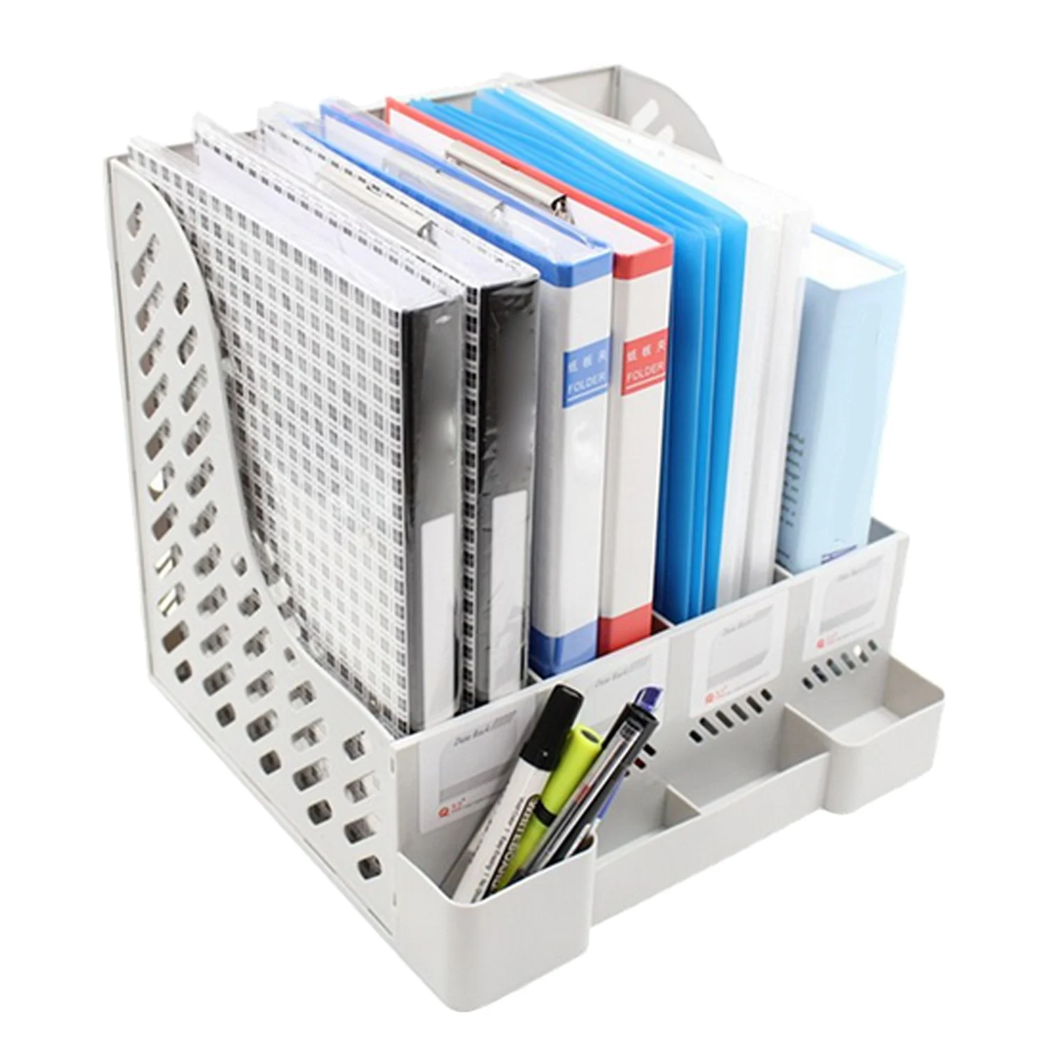 Behogar Multifunction Mesh Plastic File Stand Organizer with 4 Compartments Pen Holder for Magazine Paper Document Home Office
Behogar Multifunction Mesh Plastic File Stand Organizer with 4 Compartments Pen Holder for Magazine Paper Document Home Office