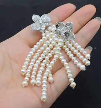 one pair gfreshwater pearl white near round 3-5mm tassle hook earrings 60mm wholesale beads FPPJ
one pair gfreshwater pearl white near round 3-5mm tassle hook earrings 60mm wholesale beads FPPJ