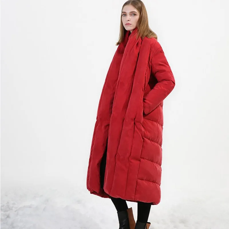 New Loose Fit Thick Warm Womens Down Coat Cloak Puffer Solid Long Down Jacket Female Brand High Quality Ultra Light Outerwear
New Loose Fit Thick Warm Womens Down Coat Cloak Puffer Solid Long Down Jacket Female Brand High Quality Ultra Light Outerwear