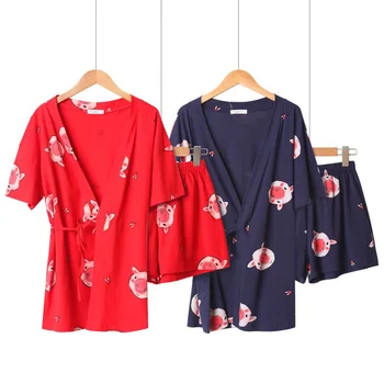 Women Pajamas Set Cotton Cartoon Short Sleeved +Shorts Sleepwear Set Cute Piglet Kimono 2019 Summer Loose Comfort Homewear Set
Women Pajamas Set Cotton Cartoon Short Sleeved +Shorts Sleepwear Set Cute Piglet Kimono 2019 Summer Loose Comfort Homewear Set