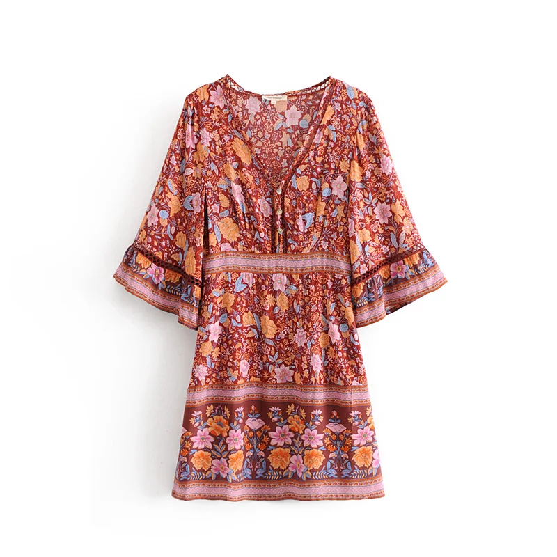 Boho Chic Summer Vintage Floral Print Pleated Long Dress Women 2018 Fashion V Neck Lantern Sleeve Beach Dresses Femme Vestidos
Boho Chic Summer Vintage Floral Print Pleated Long Dress Women 2018 Fashion V Neck Lantern Sleeve Beach Dresses Femme Vestidos