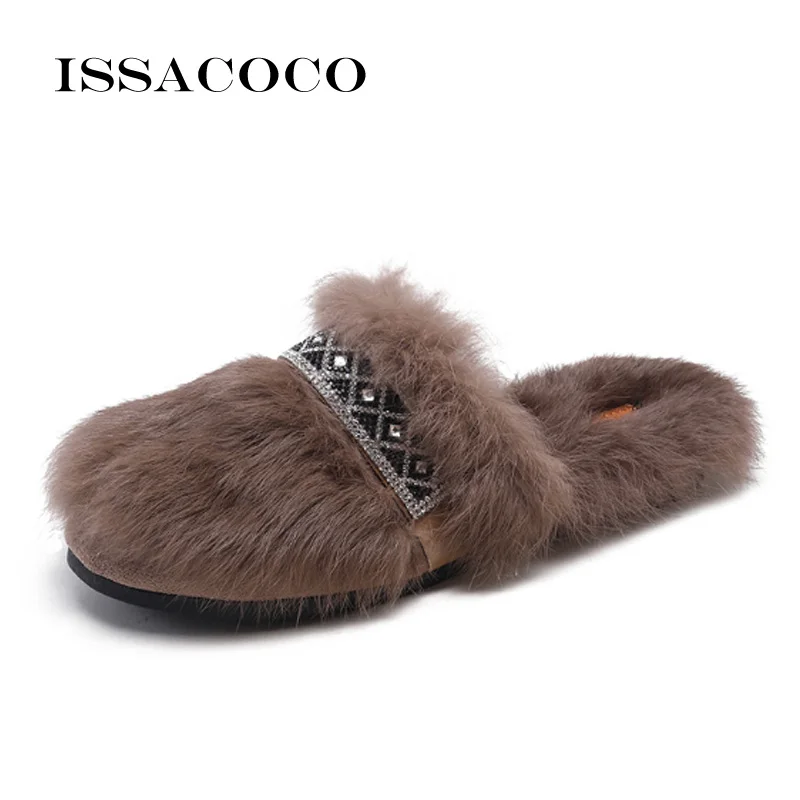 ISSACOCO Women's Winter Furry Slippers Home Slippers Fashion Rabbit Fur Slippers Warm Non-slip Flat Soft Bottom Shoes Pantuflas
ISSACOCO Women's Winter Furry Slippers Home Slippers Fashion Rabbit Fur Slippers Warm Non-slip Flat Soft Bottom Shoes Pantuflas