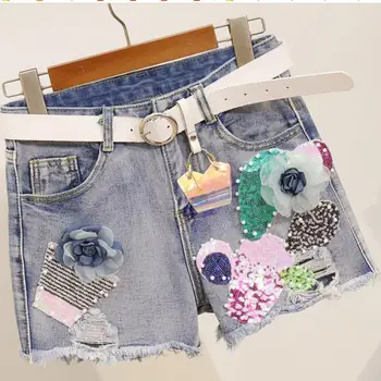 Denim shorts women 2020 summer new fashion sequins flowers patch beading jeans shorts
Denim shorts women 2020 summer new fashion sequins flowers patch beading jeans shorts