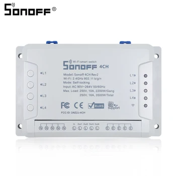 Sonoff 4CH R2 Wireless Multi-channel WIFI Switch Independent Remote Control Smart House Home Automation Module Controller 220V
Sonoff 4CH R2 Wireless Multi-channel WIFI Switch Independent Remote Control Smart House Home Automation Module Controller 220V