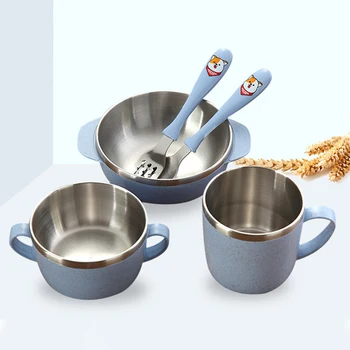Baby 5 Pcs/Set Bowl + Fork + Cup 304 Stainless Steel Child Creative Anti-fall Tableware Feeding Dishes Dinnerware Gifts
Baby 5 Pcs/Set Bowl + Fork + Cup 304 Stainless Steel Child Creative Anti-fall Tableware Feeding Dishes Dinnerware Gifts