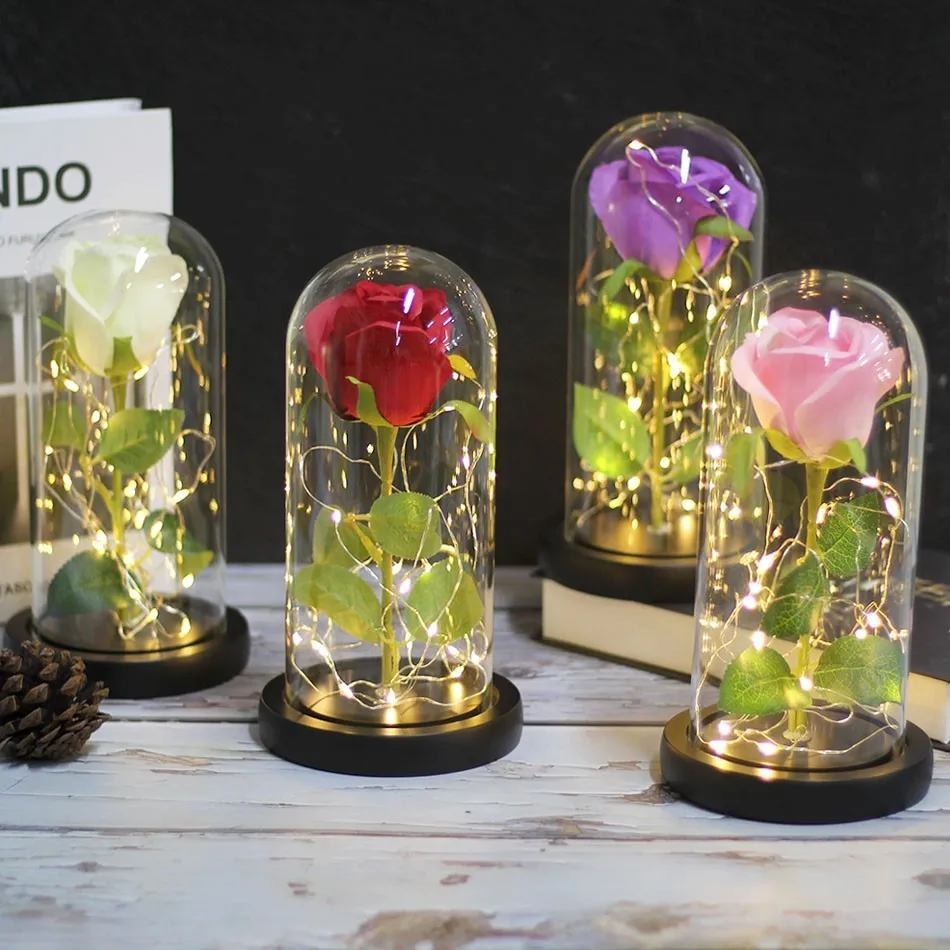 4 colors Beauty And Beast Perfumed Red Roses In A Glass Summit On A Wood Base For Valentine's Day Mother's days Christmas Gifts
4 colors Beauty And Beast Perfumed Red Roses In A Glass Summit On A Wood Base For Valentine's Day Mother's days Christmas Gifts
