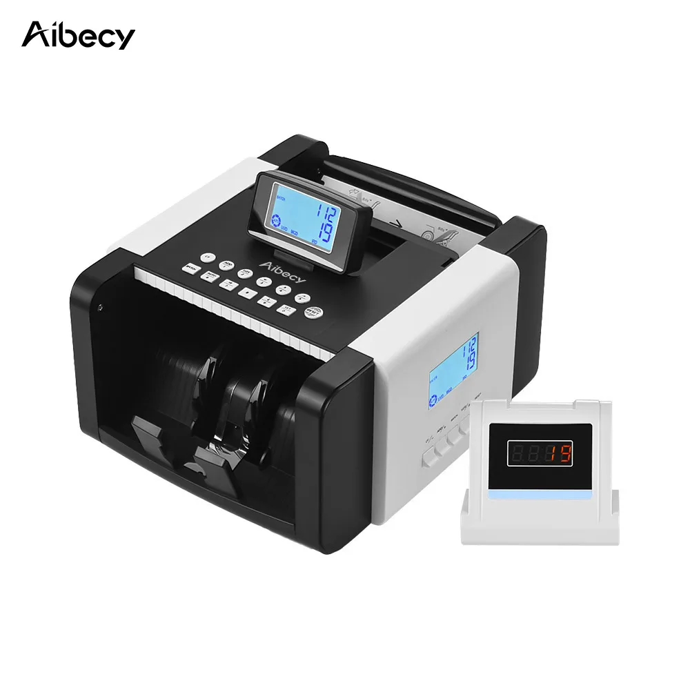 

Aibecy Dual LED Display Multi-currency Banknote Counter Money Cash Bill Counting Machine UV/MG/MT/IR/DD Counterfeit Detection