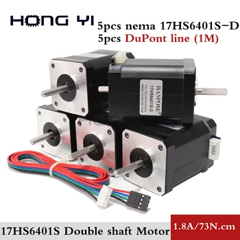 5pcs Double Shaft Stepper Motors 42mm Motors Nema 17 Motor 1.7A 17HS6401s for 3D printer cnc
5pcs Double Shaft Stepper Motors 42mm Motors Nema 17 Motor 1.7A 17HS6401s for 3D printer cnc