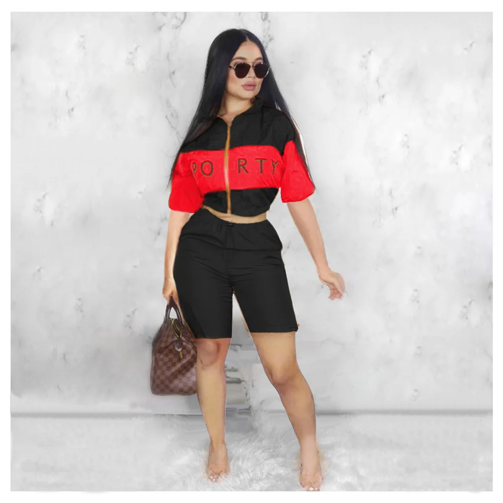 Sexy Zip Letter Print Stitching Short Sleeve Shorts Suit Tracksuit Set Women Two Piece Outfits Summer Ladies Clothes Overalls
Sexy Zip Letter Print Stitching Short Sleeve Shorts Suit Tracksuit Set Women Two Piece Outfits Summer Ladies Clothes Overalls