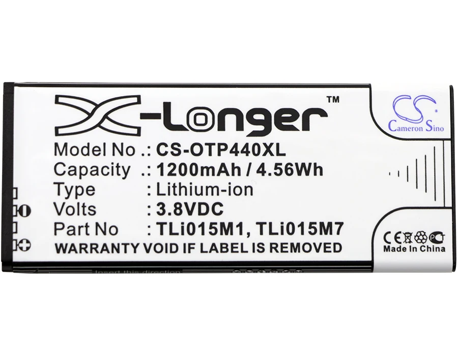 Аккумулятор Cameron Sino 1200 мАч TLi015M1 TLi015M7 для Alcatel One Touch Pixi 4 0 OT 4034 4034D 4034X|Аккумуляторы