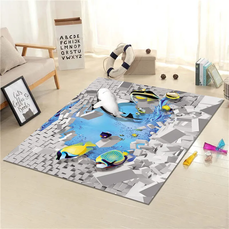 

Modern Large Size Carpet 3D Dream ocean animal Carpets for Living Room Home Decor Rugs Soft Flannel Bedroom Parlor Area Rug