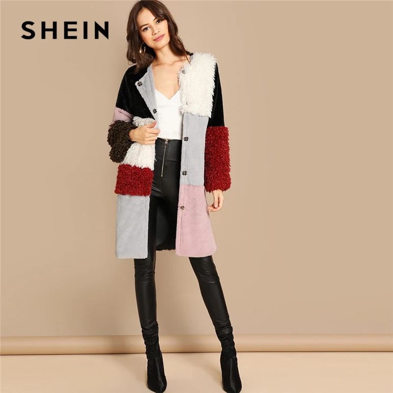 SHEIN Multicolor Single Breasted Color-Block Teddy Knee Length Faux Fur Long Sleeve Coat Winter Modern Lady Women Coat Outerwear
SHEIN Multicolor Single Breasted Color-Block Teddy Knee Length Faux Fur Long Sleeve Coat Winter Modern Lady Women Coat Outerwear