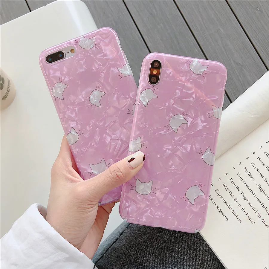 for iPhone XS XR XS Max X 6S 6 plus 7 8 Plus 7 plus 8 pink Shell texture Cartoon Cute Cats Phone Back Cover Coque Shell
for iPhone XS XR XS Max X 6S 6 plus 7 8 Plus 7 plus 8 pink Shell texture Cartoon Cute Cats Phone Back Cover Coque Shell