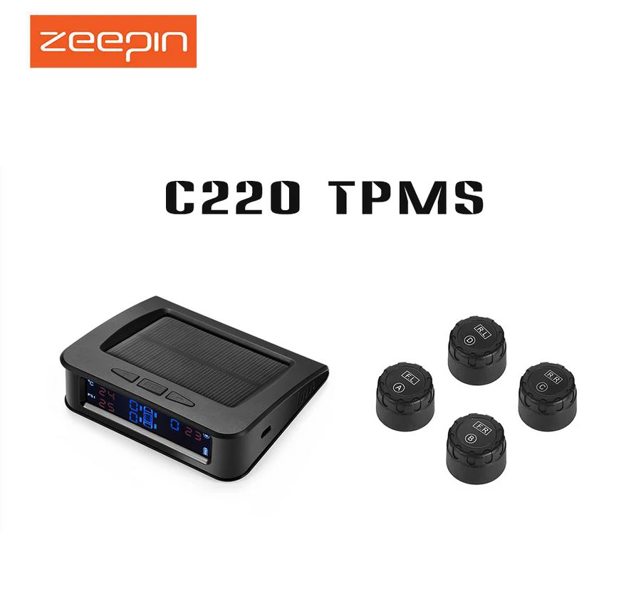 ZEEPIN Portable Car Tire Pressure Monitoring System TPMS 4 External Sensors Solar Energy Car Monitor LED display Alarm System
ZEEPIN Portable Car Tire Pressure Monitoring System TPMS 4 External Sensors Solar Energy Car Monitor LED display Alarm System