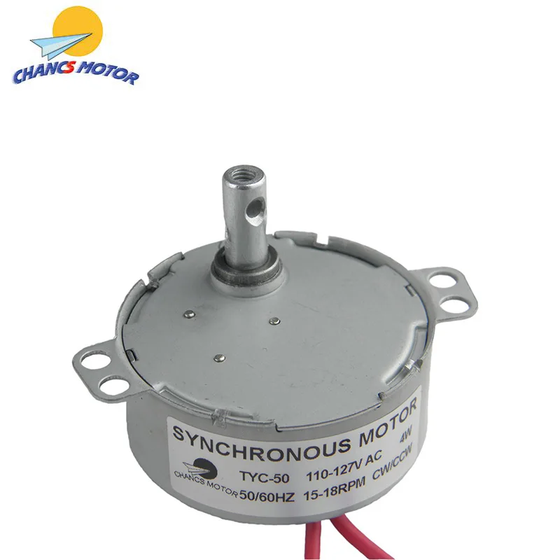 CHANCS TYC-50 Small Synchronous Synchron Motor 110V AC 15-18RPM CW/CCW 4W Gear Syn Motor For Electric Fireplace
CHANCS TYC-50 Small Synchronous Synchron Motor 110V AC 15-18RPM CW/CCW 4W Gear Syn Motor For Electric Fireplace