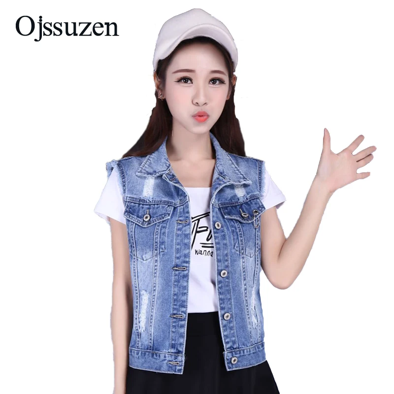 Crop Denim Women Vest Sleeveless Jacket Female Washed Slim Ripped Jeans Vest For Women's
Crop Denim Women Vest Sleeveless Jacket Female Washed Slim Ripped Jeans Vest For Women's