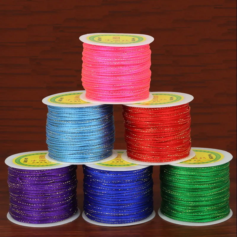 Multi Colors Chinese Knot Cord with Gold Line String Cord 2MM Dia, 1Roll(100Yards/Roll) For DIY Stitching Craft Making
Multi Colors Chinese Knot Cord with Gold Line String Cord 2MM Dia, 1Roll(100Yards/Roll) For DIY Stitching Craft Making