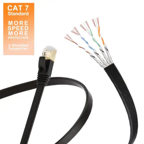 3m 10ft CAT.7 Flat Ethernet Gigabit Lan network cable (RJ45) 10 / 100/ 1000 Mbit/s | Patchcable | U / FTP Shielding | compatibl
3m 10ft CAT.7 Flat Ethernet Gigabit Lan network cable (RJ45) 10 / 100/ 1000 Mbit/s | Patchcable | U / FTP Shielding | compatibl