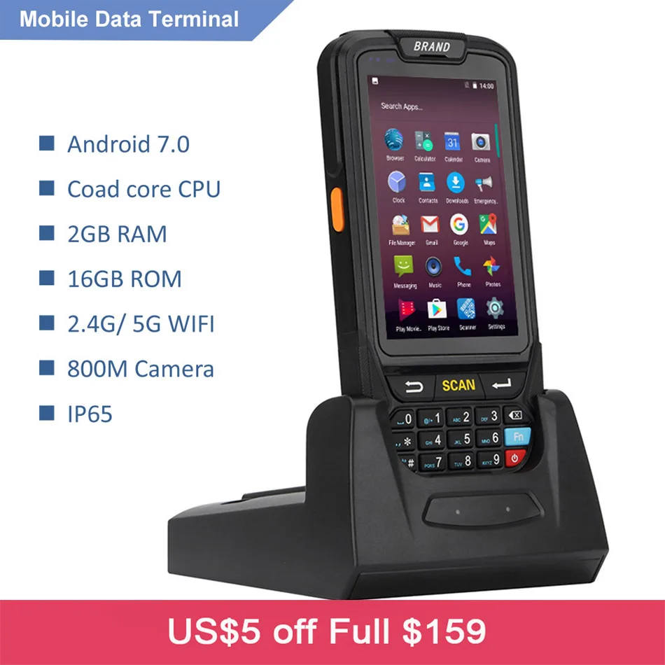 Android 7.0 Handheld pos terminal with NFC UHF RFID reader memory 4 inch large screen Data Terminal 1D,2D Laser Barcode Scanner
Android 7.0 Handheld pos terminal with NFC UHF RFID reader memory 4 inch large screen Data Terminal 1D,2D Laser Barcode Scanner