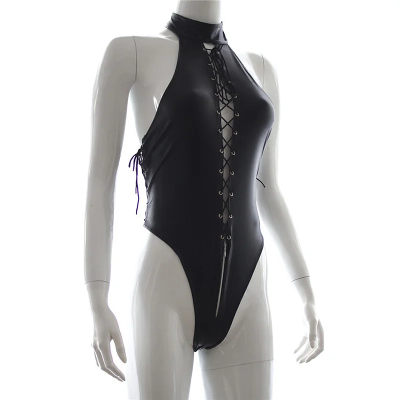 Women Wetlook Faux Leather One-piece Bandage Sleeveless Backless Leotard Bodysuit Sexy Back Romper Jumpsuit
Women Wetlook Faux Leather One-piece Bandage Sleeveless Backless Leotard Bodysuit Sexy Back Romper Jumpsuit