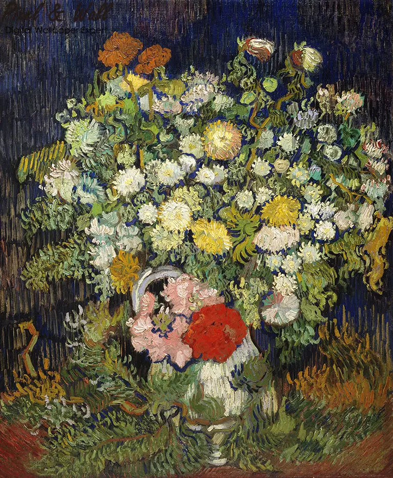 A bouquet of flowers in a van gogh bottle mural photo home accessories decoration living room decoration STDM30593 10 A bouquet of flowers in a van gogh bottle mural photo home accessories decoration living room decoration STDM30593 10