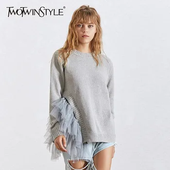 TWOTWINSTYLE Side Split Sweater Women Long Sleeve Patchwork Mesh Knitting Tops Female Casual Clothes 2020 Autumn Winter New
TWOTWINSTYLE Side Split Sweater Women Long Sleeve Patchwork Mesh Knitting Tops Female Casual Clothes 2020 Autumn Winter New