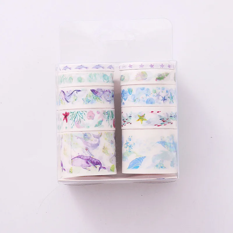 10 pcs/box Ocean Whale Washi Tape Set Decoration Sticker Scrapbooking Diary Adhesive Masking Tape stationery school supply
10 pcs/box Ocean Whale Washi Tape Set Decoration Sticker Scrapbooking Diary Adhesive Masking Tape stationery school supply